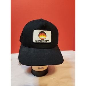 Vintage SPERRY Trucker Snapback Hat Ball Cap Mesh Black Made in USA Strohm